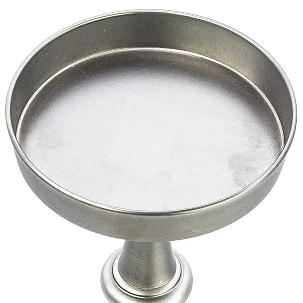 Brushed Silver Finish Drink Size Accent Table Homeroots Living Room