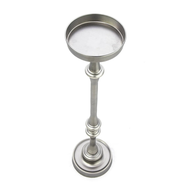 Brushed Silver Finish Drink Size Accent Table Homeroots Living Room