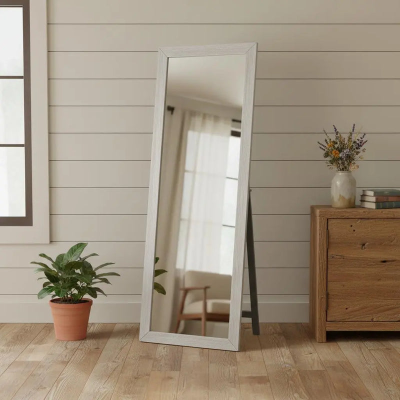 Brushed White Wooden Mirror Homeroots