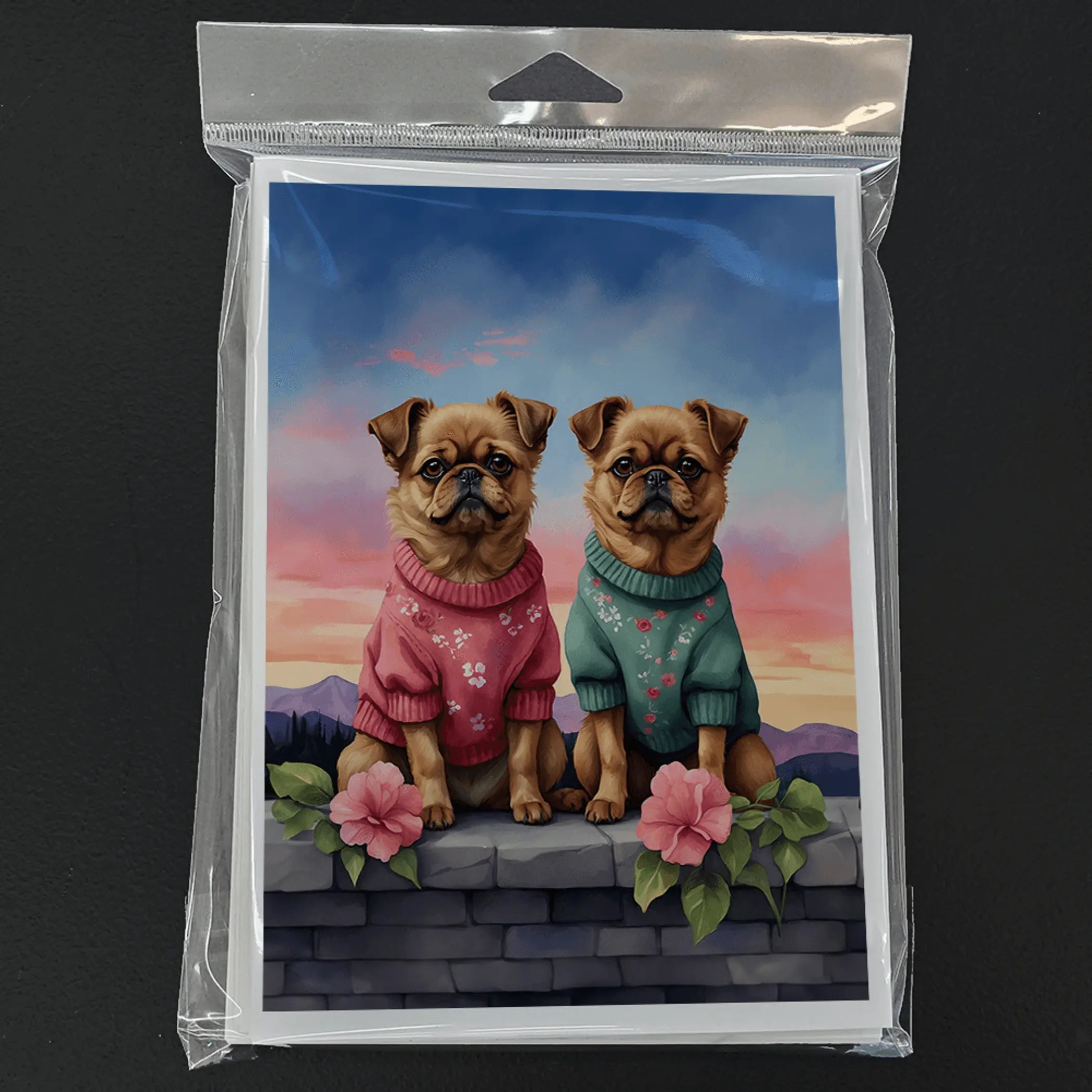 Brussels Griffon Two Hearts Greeting Cards Pack of 8 Caroline's Treasures