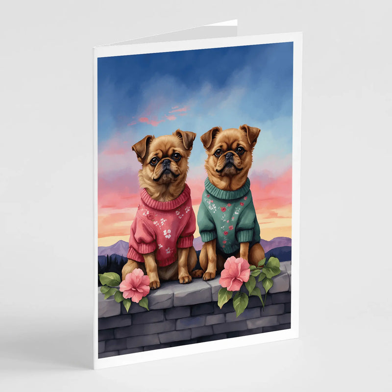 Brussels Griffon Two Hearts Greeting Cards Pack of 8 Caroline's Treasures