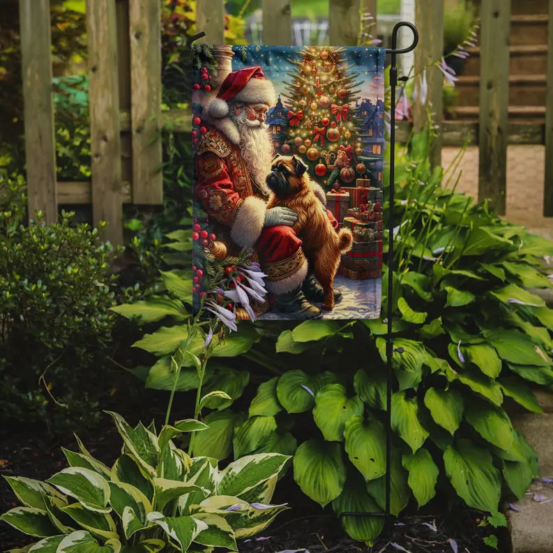 Brussels Griffon and Santa Claus Garden Flag Caroline's Treasures