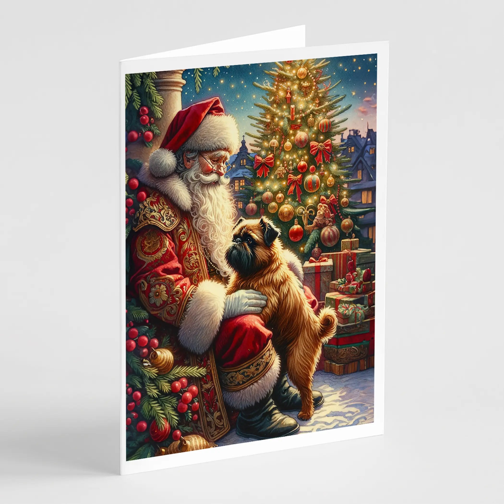 Brussels Griffon and Santa Claus Greeting Cards Pack of 8 Caroline's Treasures
