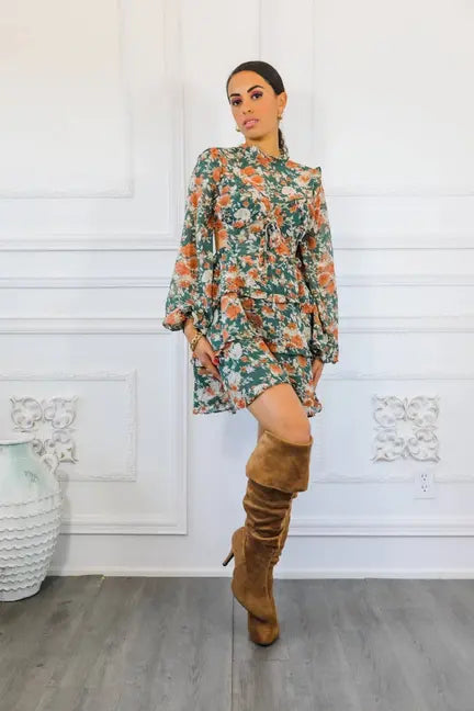 Bubble Sleeves Floral Cutout Laced Mini Dress SurelyMine