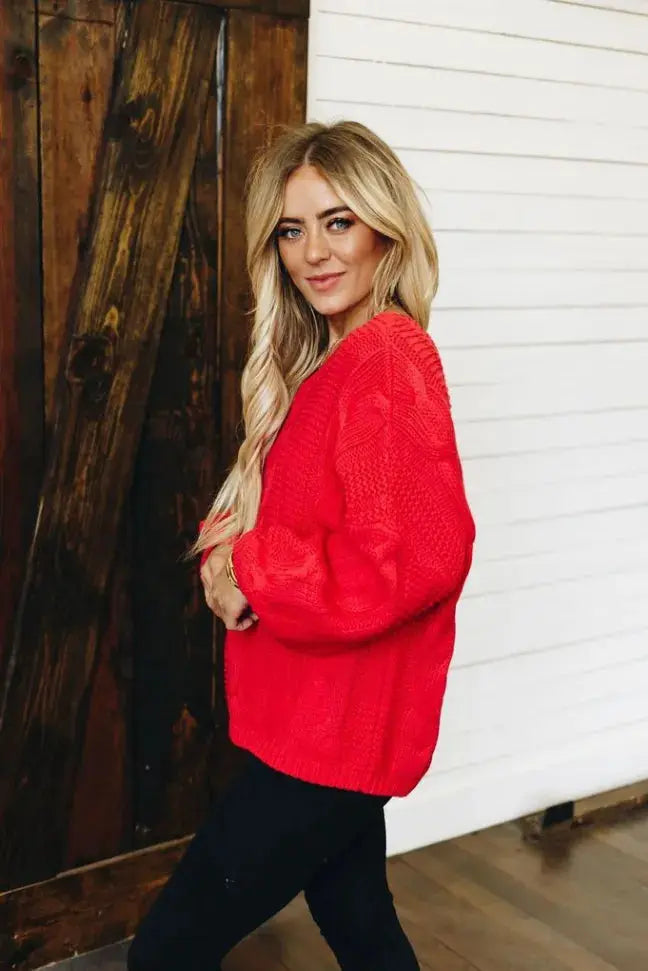 Bubblegum Knit Braided Sweater Stay Warm in Style