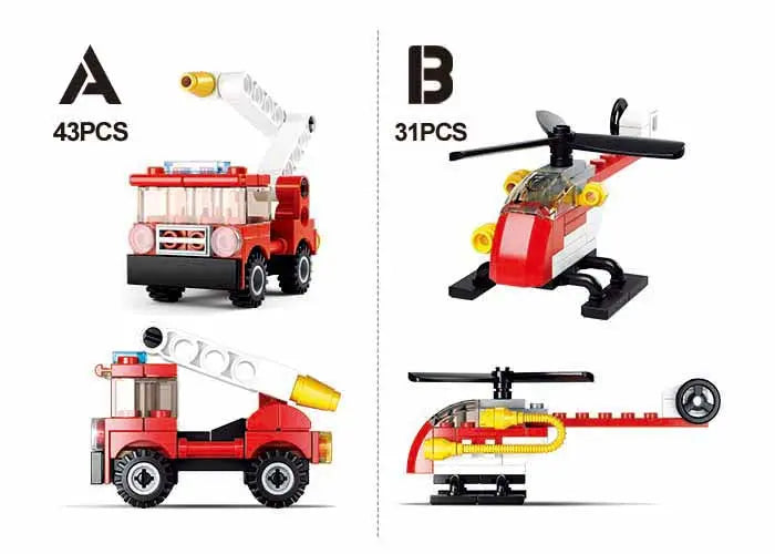 Builder Fire Building Brick Display Set, x2 of each kit A-D Texas Toy Distribution