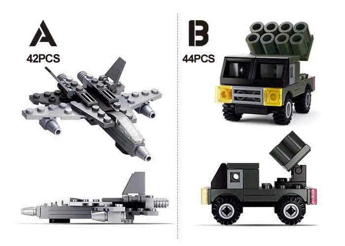 Builder Military Building Brick Display Set, x2 of each kit Texas Toy Distribution