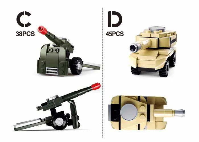 Builder Military Building Brick Display Set, x2 of each kit Texas Toy Distribution