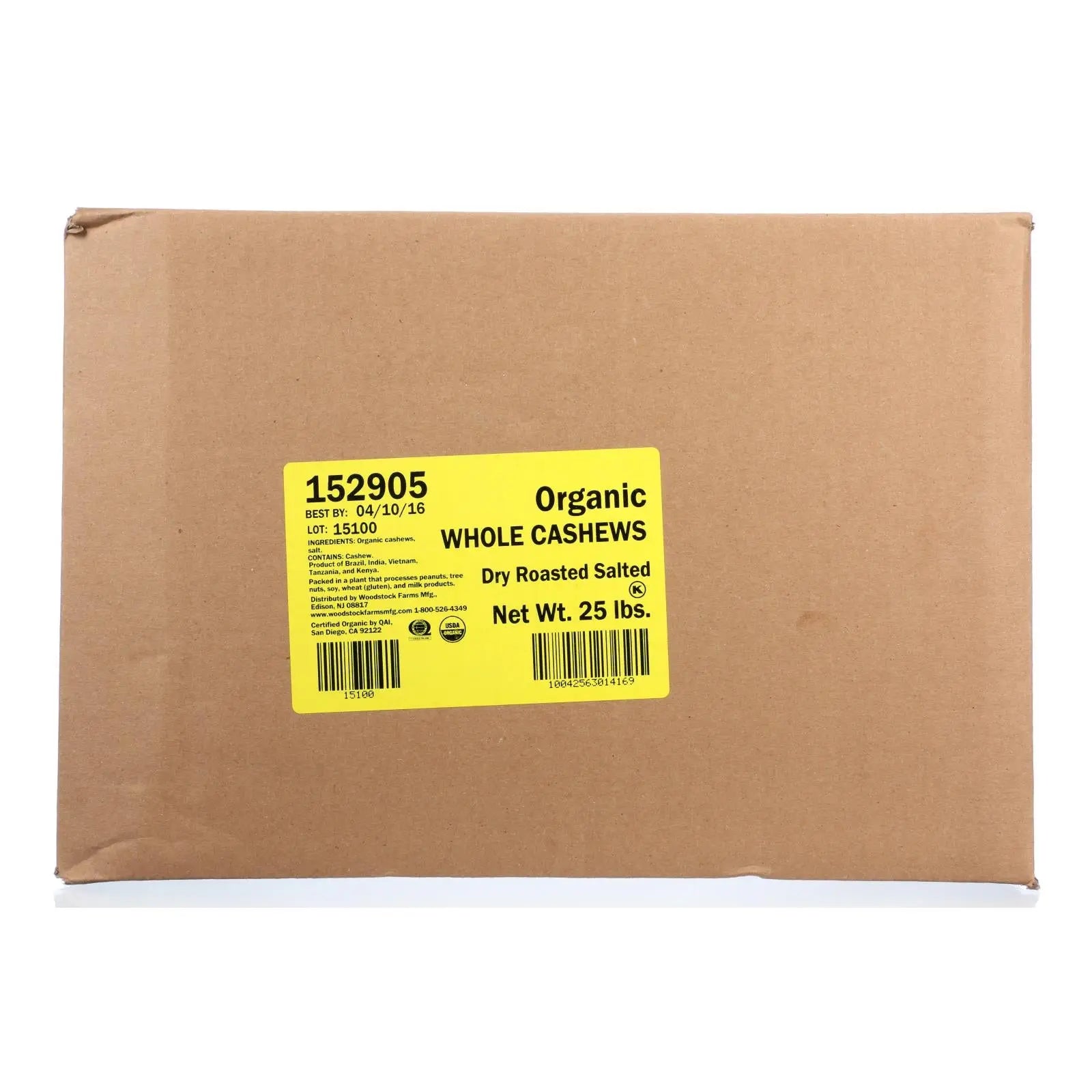 Bulk Nuts Cashews Organic Whole Fancy Roasted And Salted - Single Bulk Item - 25lb Bulk Nuts