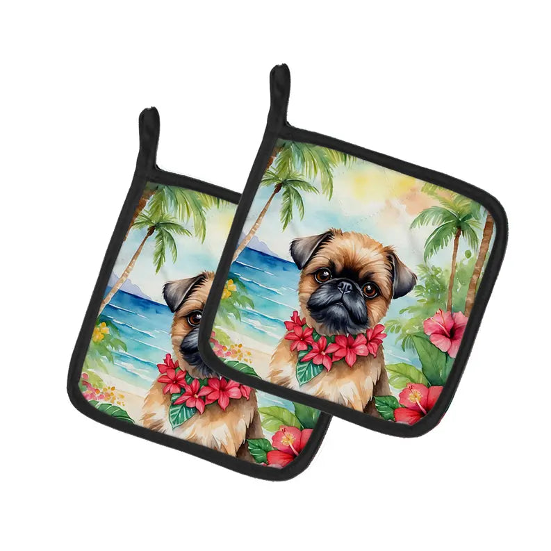 Bull Terrier Luau Pair of Pot Holders Caroline's Treasures
