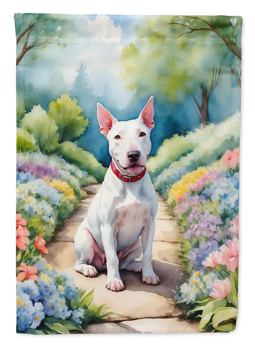 Bull Terrier Spring Path Garden Flag Caroline's Treasures