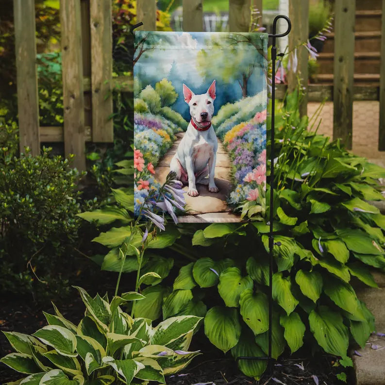 Bull Terrier Spring Path Garden Flag Caroline's Treasures