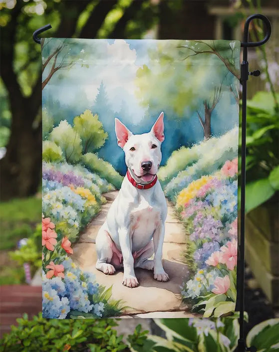 Bull Terrier Spring Path Garden Flag Caroline's Treasures