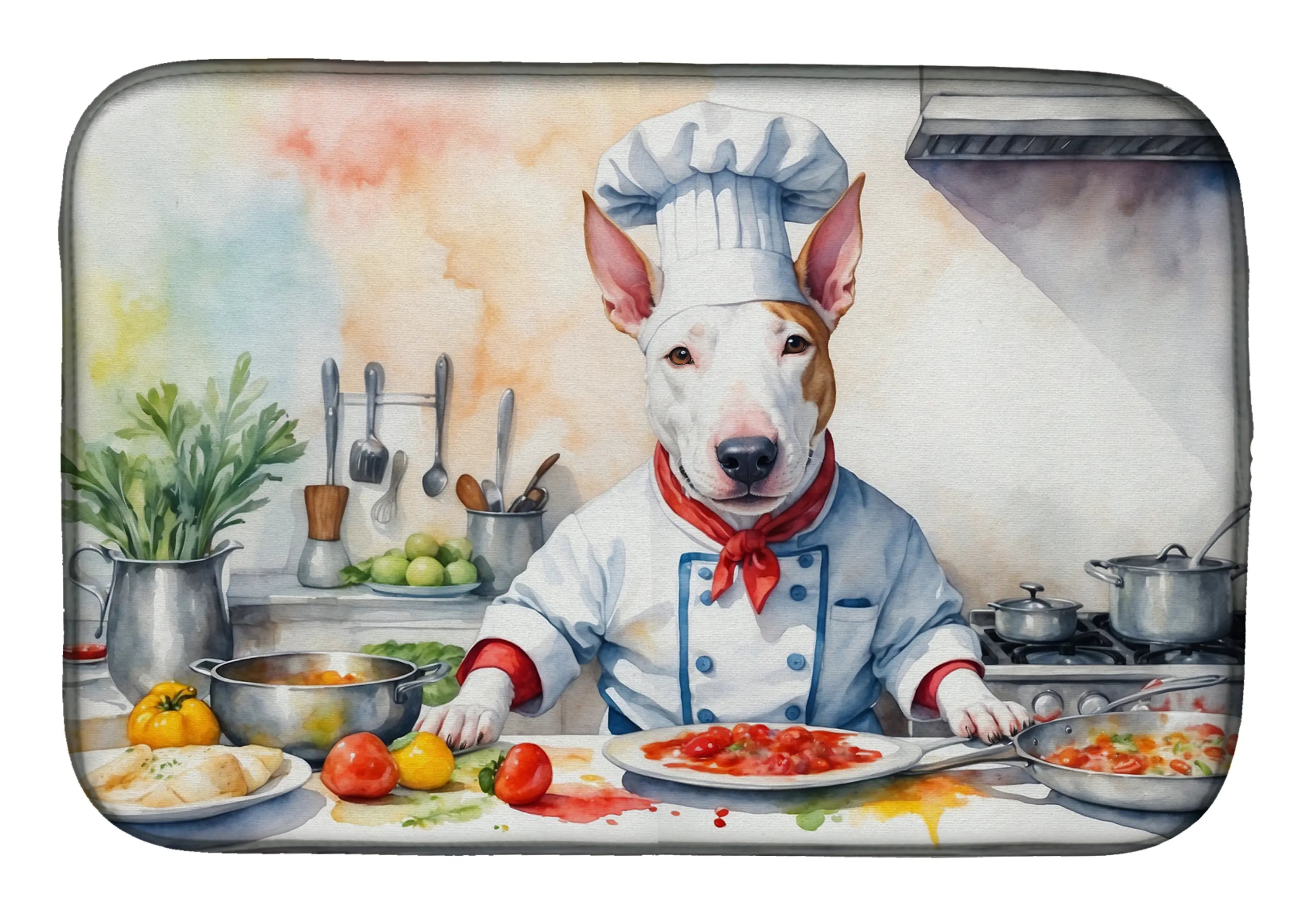 Bull Terrier The Chef Dish Drying Mat Caroline's Treasures