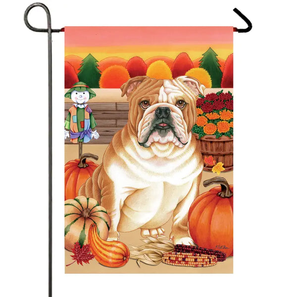 Bulldog - Best of Breed Autumn Harvest Garden Flag .. Best of Breed