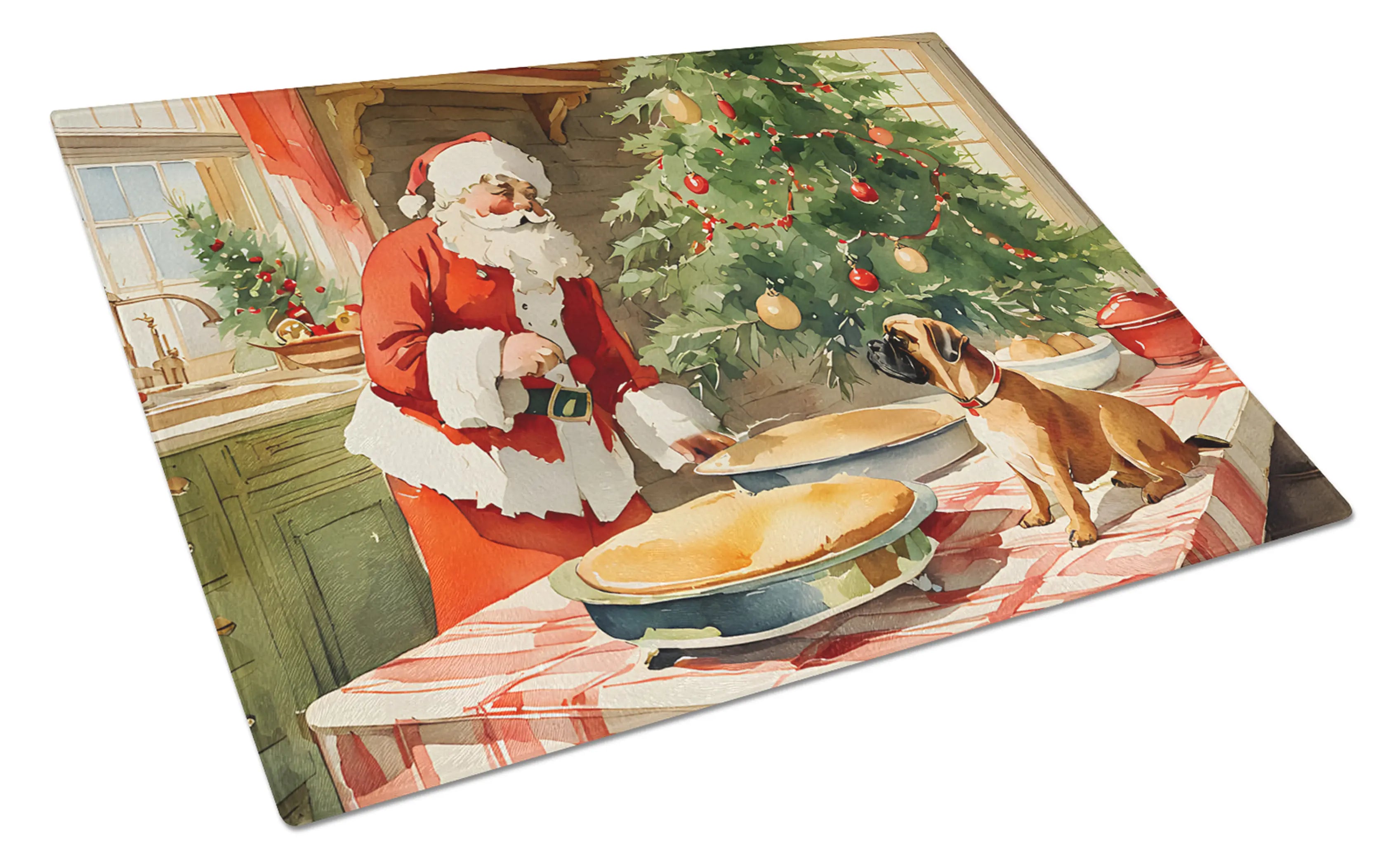 Bullmastiff Christmas Cookies Glass Cutting Board Caroline's Treasures