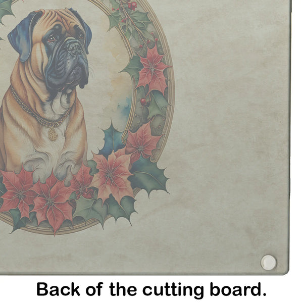 Bullmastiff Christmas Flowers Glass Cutting Board Caroline's Treasures