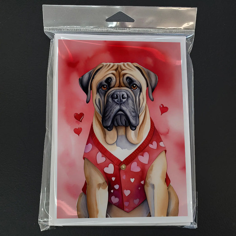 Bullmastiff My Valentine Greeting Cards Pack of 8 Caroline's Treasures