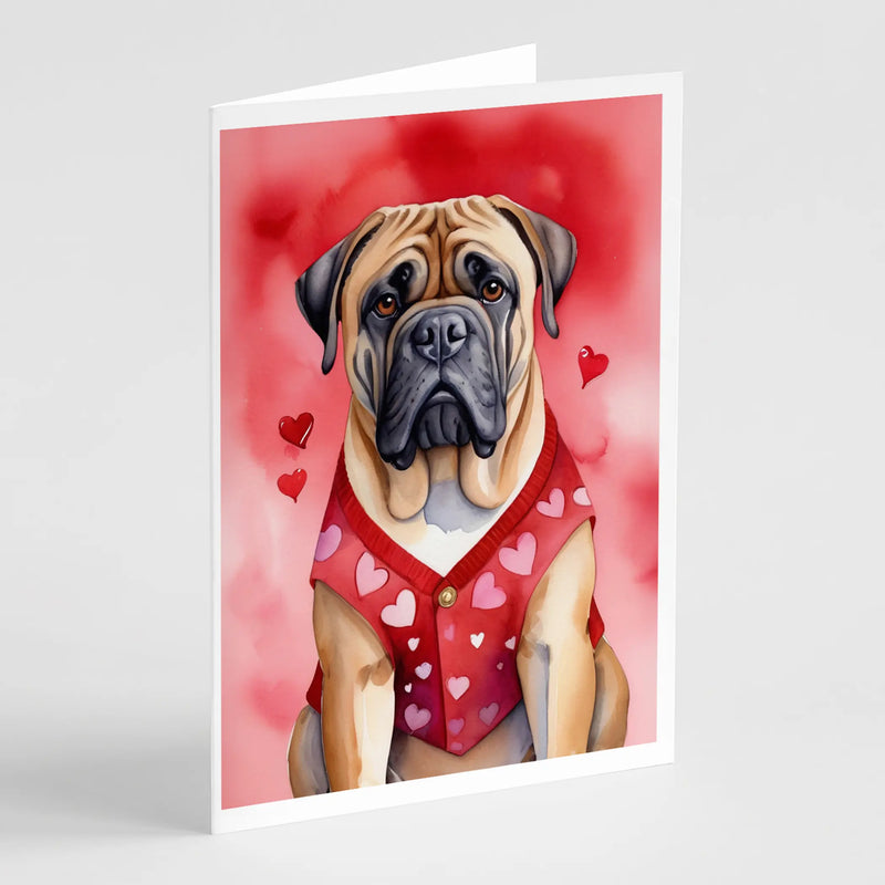 Bullmastiff My Valentine Greeting Cards Pack of 8 Caroline's Treasures