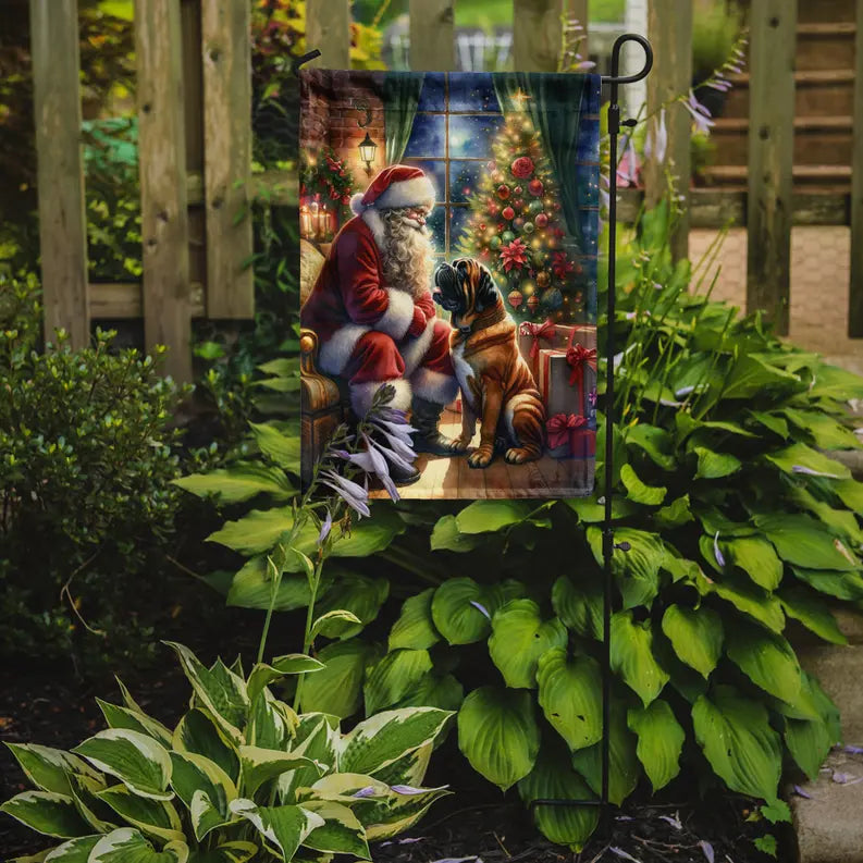 Bullmastiff and Santa Claus Garden Flag Caroline's Treasures