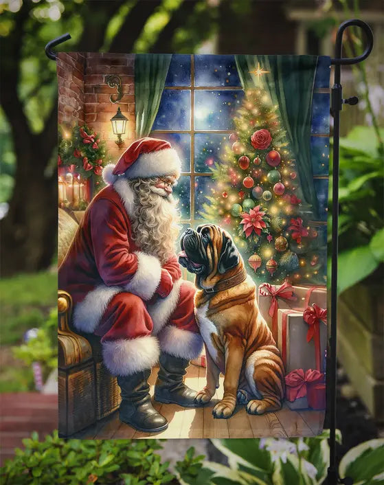 Bullmastiff and Santa Claus Garden Flag Caroline's Treasures