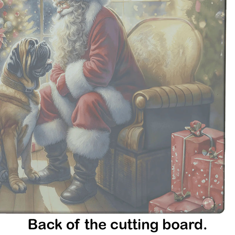 Bullmastiff and Santa Claus Glass Cutting Board Caroline's Treasures