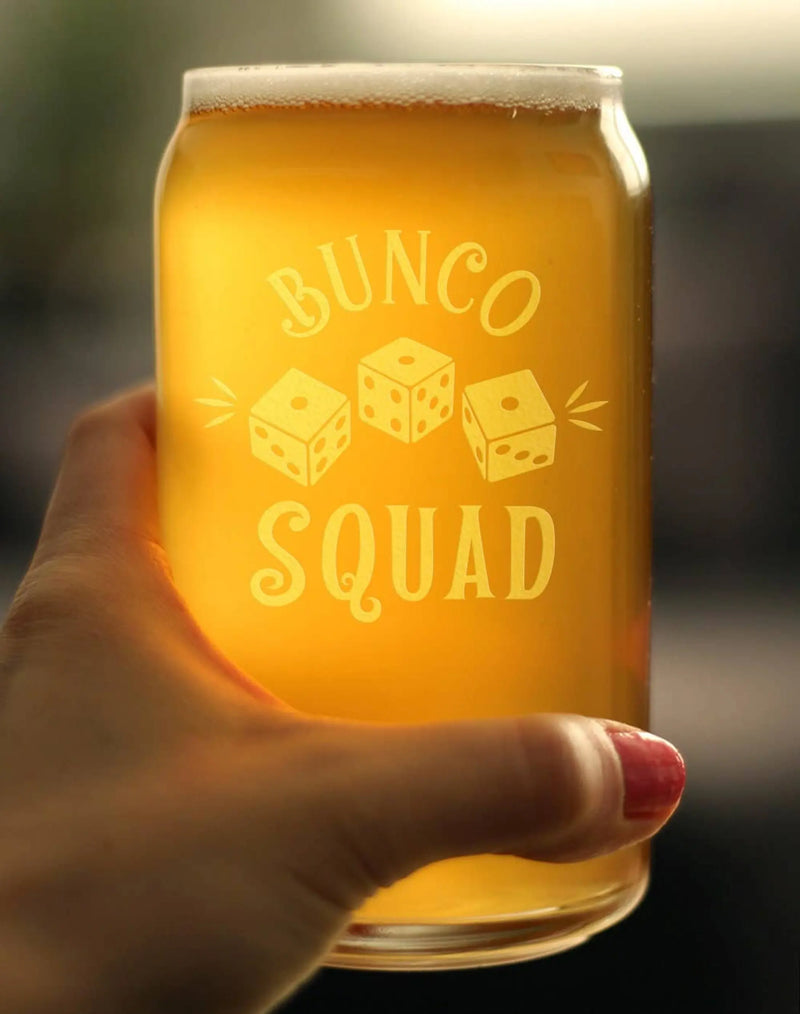 Bunco Squad Beer Can Pint Glass - Bunco Gifts and Decor Bevvee