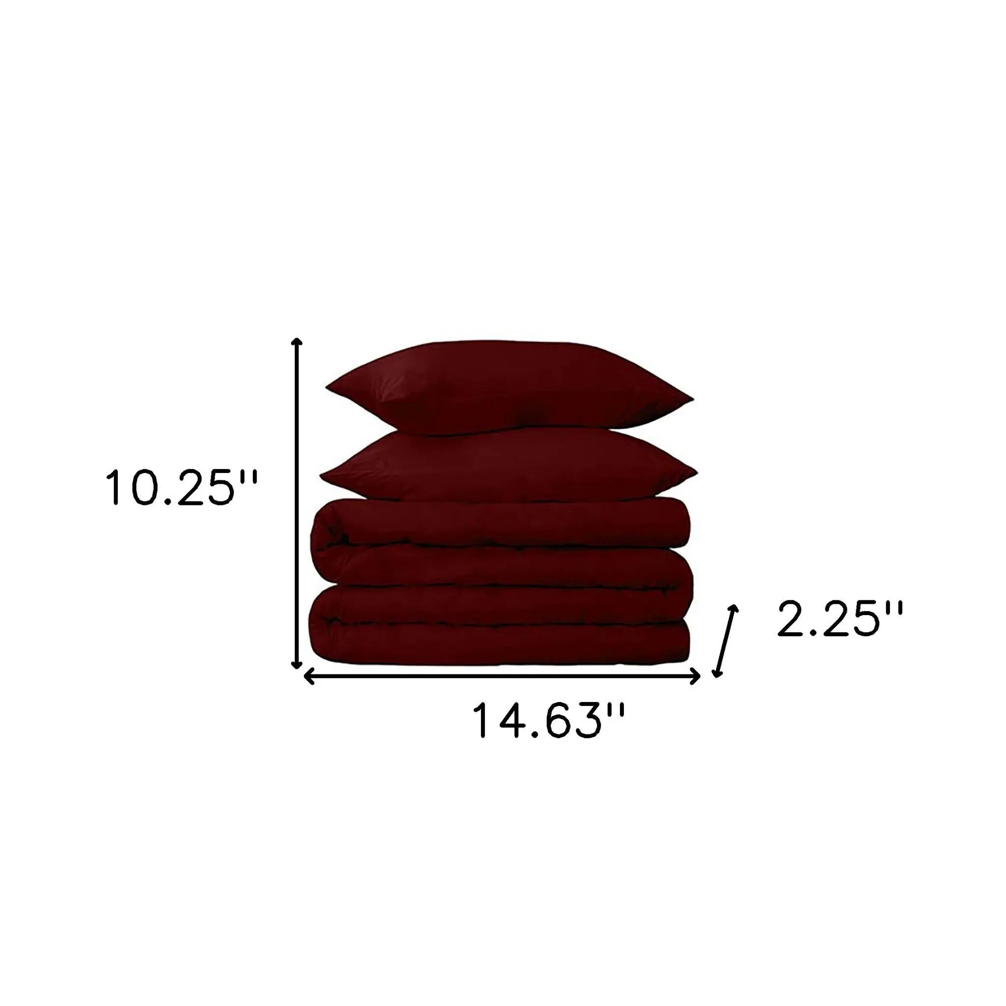 Burgundy Twin Cotton Blend 650 Thread Count Washable Duvet Cover Set Homeroots Bed & Bath