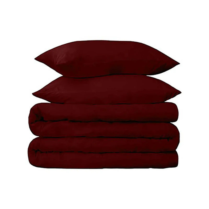 Burgundy Twin Cotton Blend 650 Thread Count Washable Duvet Cover Set Homeroots Bed & Bath