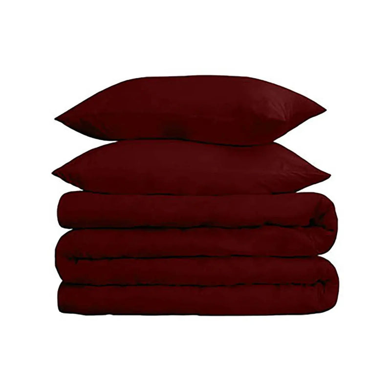 Burgundy Twin Cotton Blend 650 Thread Count Washable Duvet Cover Set Homeroots Bed & Bath