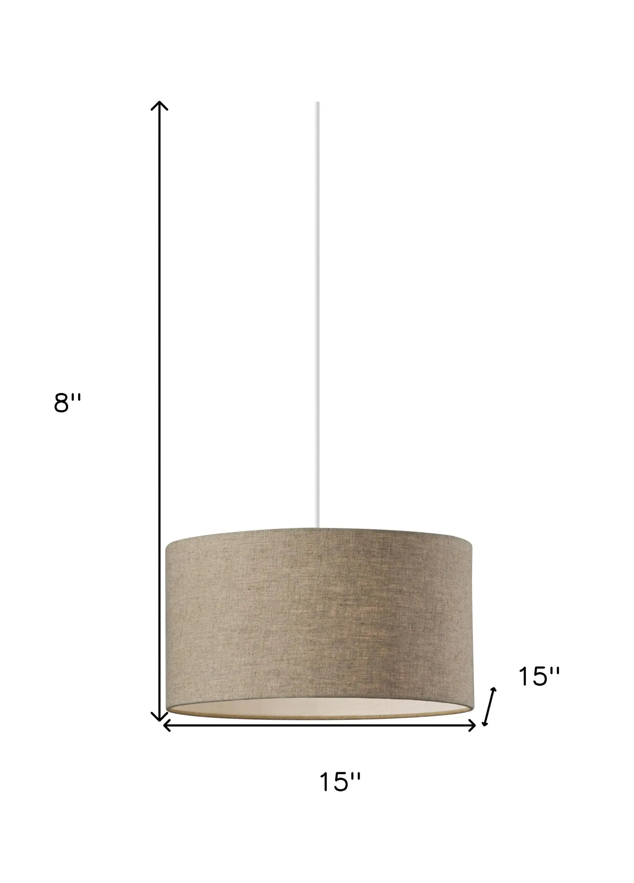 Burlap Fabric Light Brown Electric Drum Pendant Lamp - GreatEagleInc
