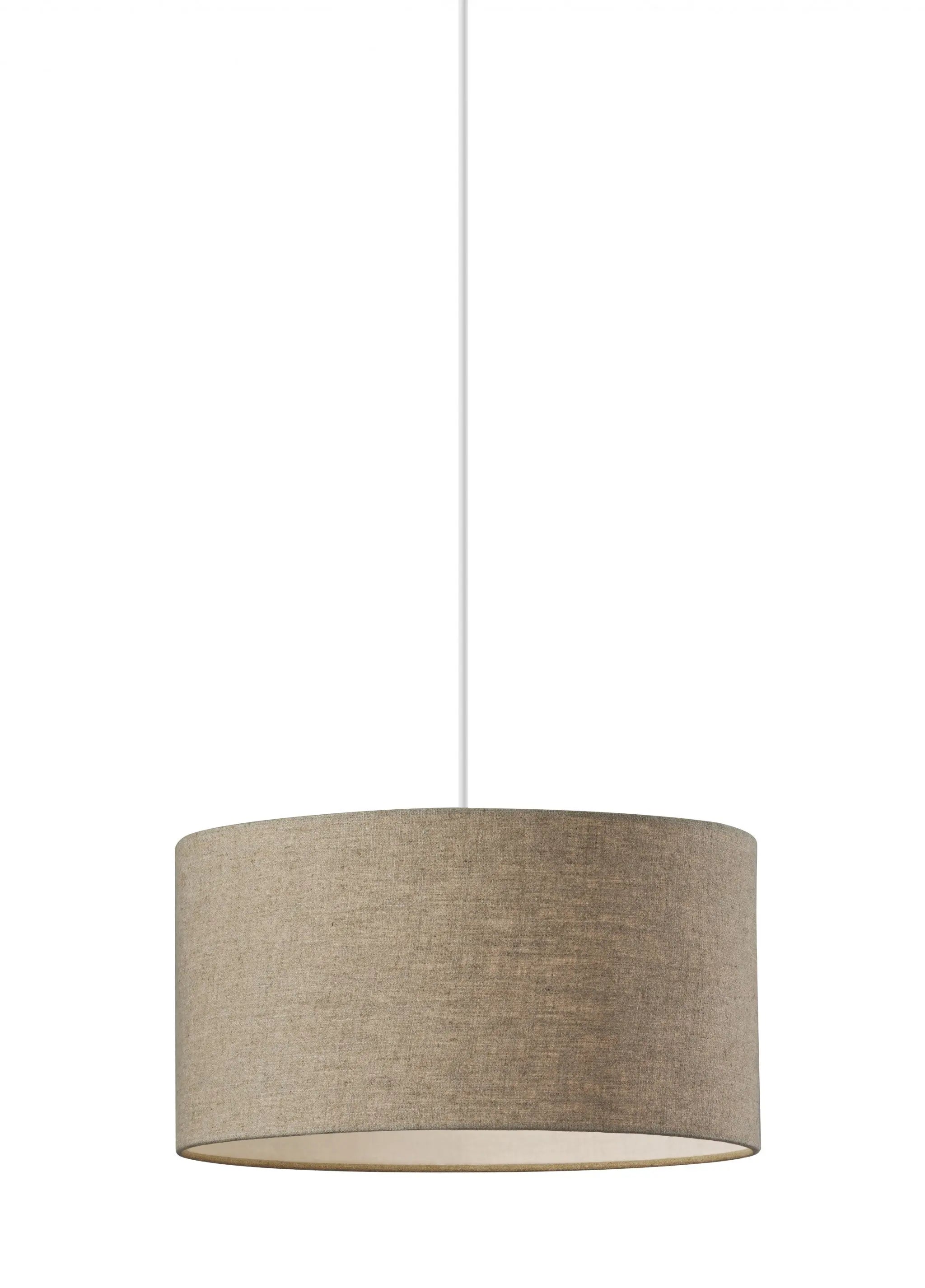 Burlap Fabric Light Brown Electric Drum Pendant Lamp - GreatEagleInc