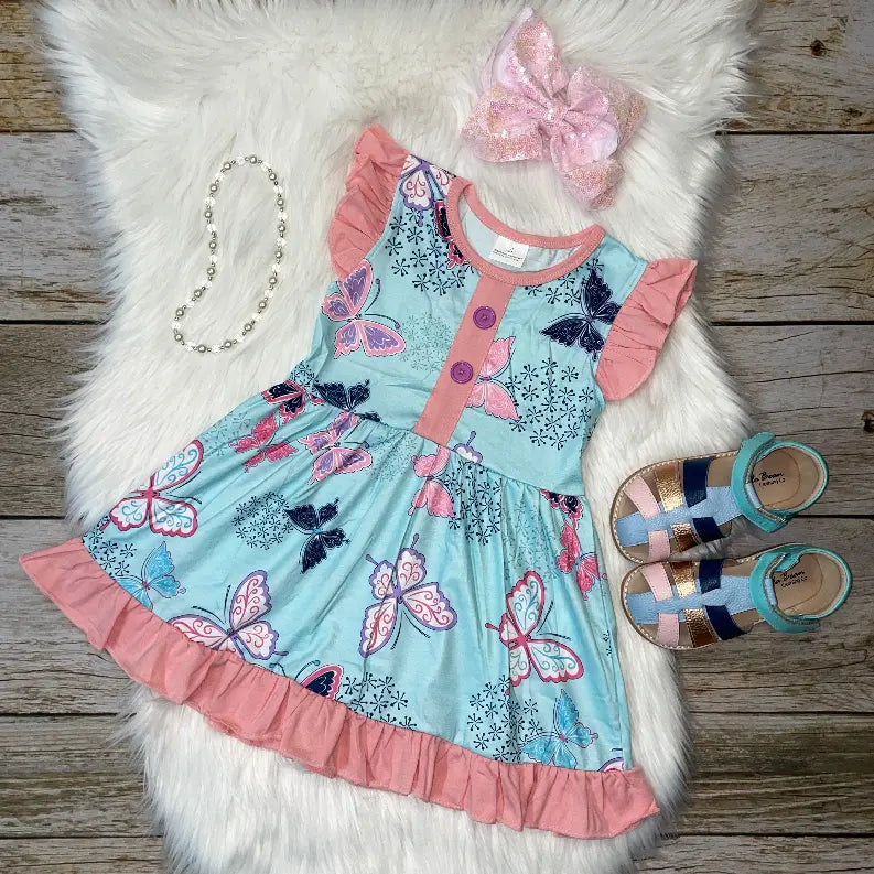 Butterfly Flutter Sleeve Dress Stella Bean Clothing