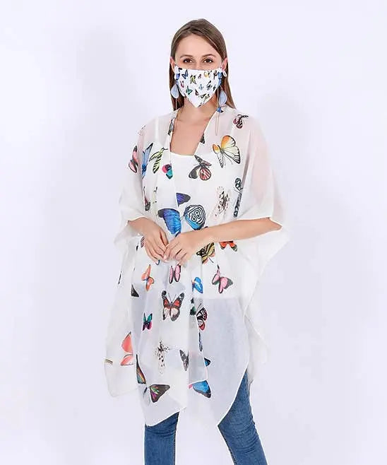 Butterfly Kimono with Mask Set (2 Pieces) JC Sunny Fashion