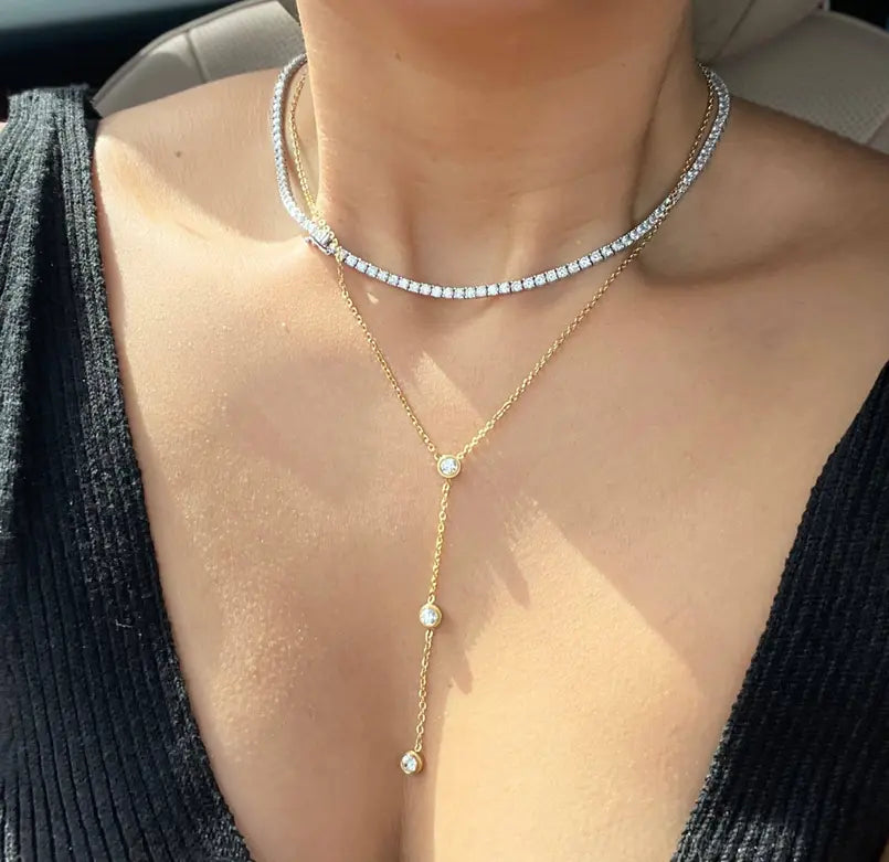 CATALINA CZ DIMAOND LARIAT CHAIN NECKLACE Mai Desiree