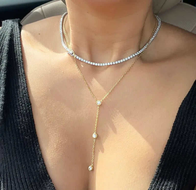 CATALINA CZ DIMAOND LARIAT CHAIN NECKLACE Mai Desiree