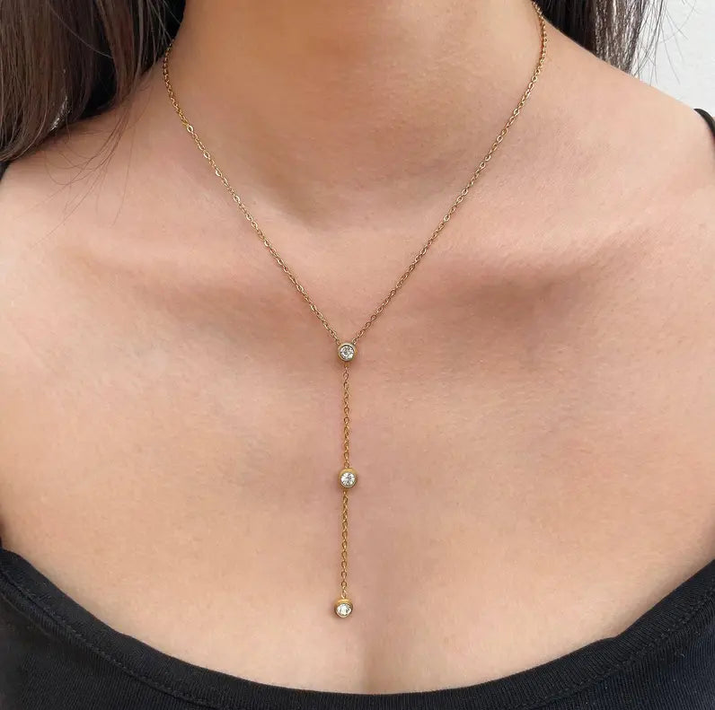 CATALINA CZ DIMAOND LARIAT CHAIN NECKLACE Mai Desiree