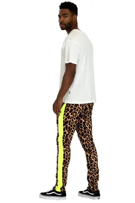 CHEETAH PRINT STRIPE TRACK PANTS WEIV