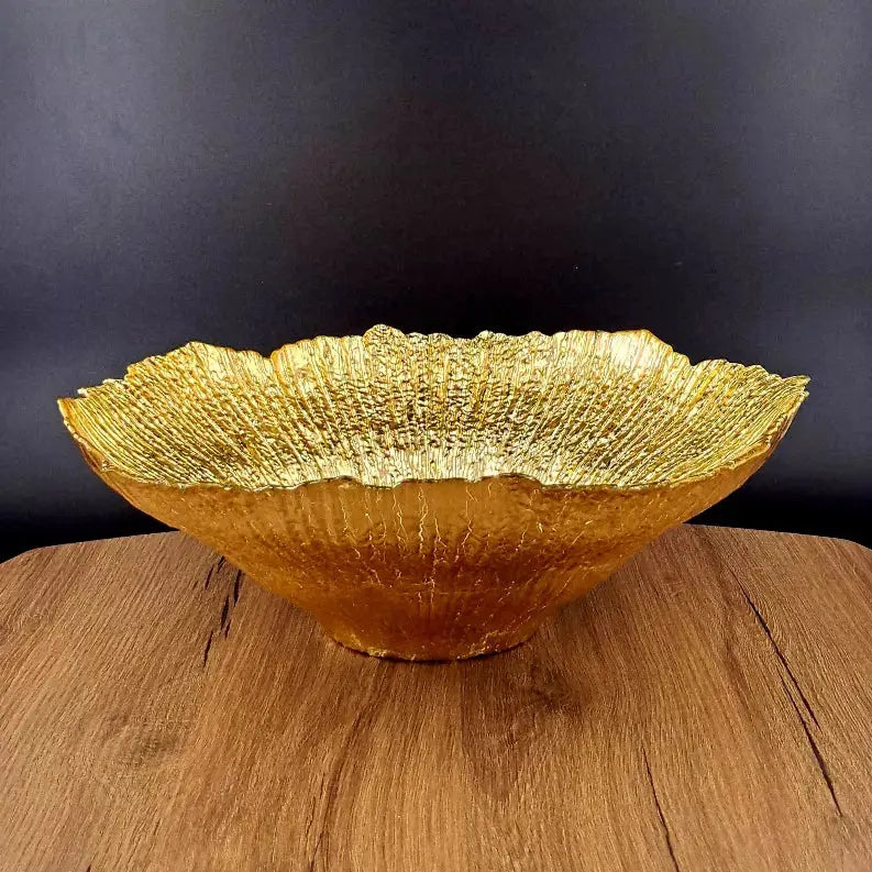 CORAL Gilded Glass Centerpiece Bowl Red Pomegranate Collection