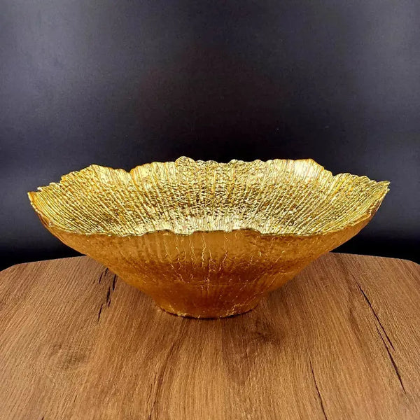 CORAL Gilded Glass Centerpiece Bowl Red Pomegranate Collection