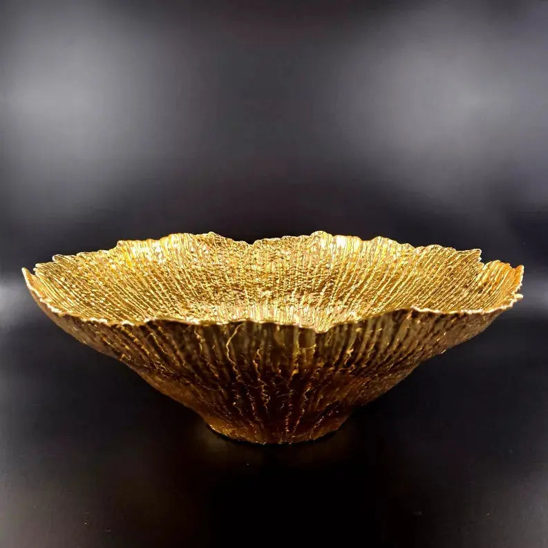 CORAL Gilded Glass Centerpiece Bowl Red Pomegranate Collection