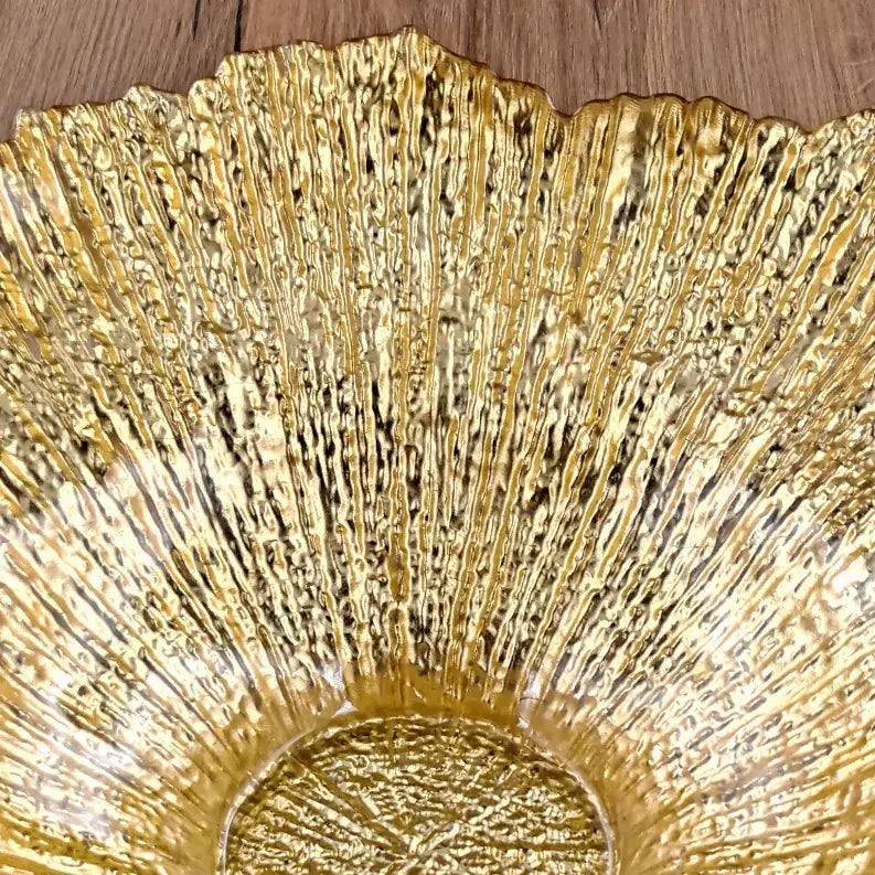 CORAL Gilded Glass Centerpiece Bowl Red Pomegranate Collection