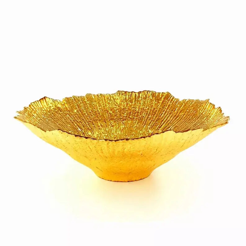 CORAL Gilded Glass Centerpiece Bowl Red Pomegranate Collection