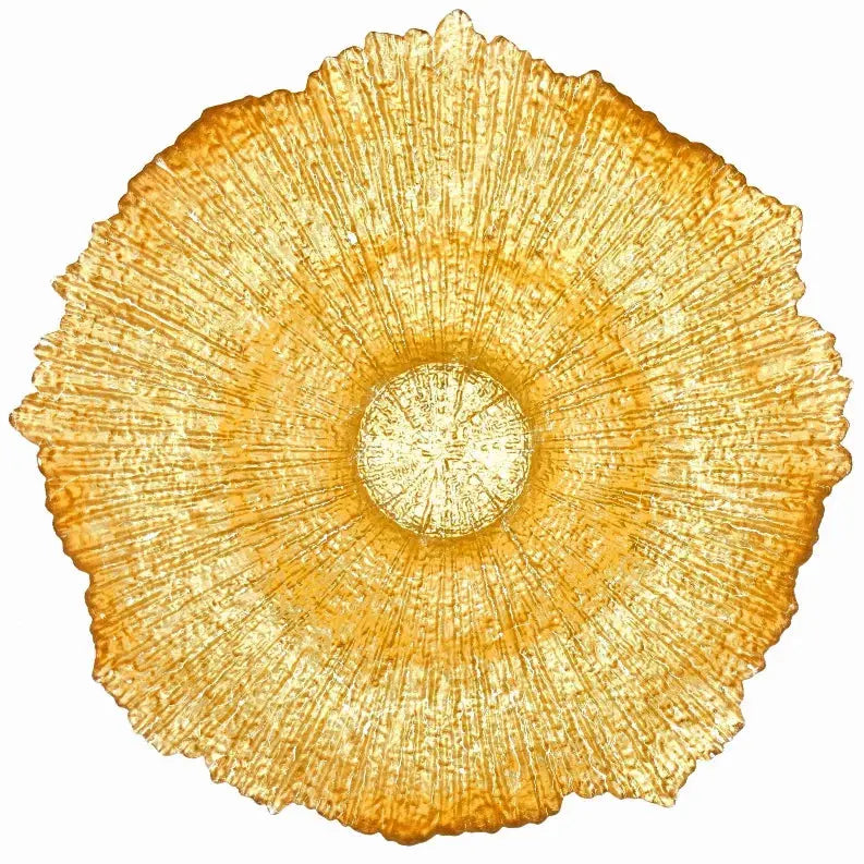 CORAL Gilded Glass Centerpiece Bowl Red Pomegranate Collection