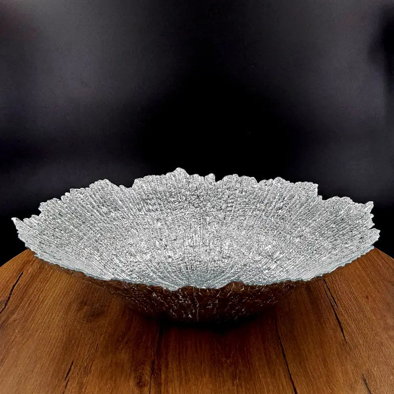 CORAL Gilded Glass Centerpiece Bowl Red Pomegranate Collection