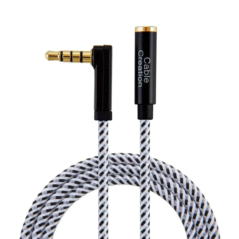 CableCreation Headphone Extension Cable, 90 Degree TRRS 3.5mm Male to Female Audio Extension Cable 4-Conductors Microphone GreatEagleInc