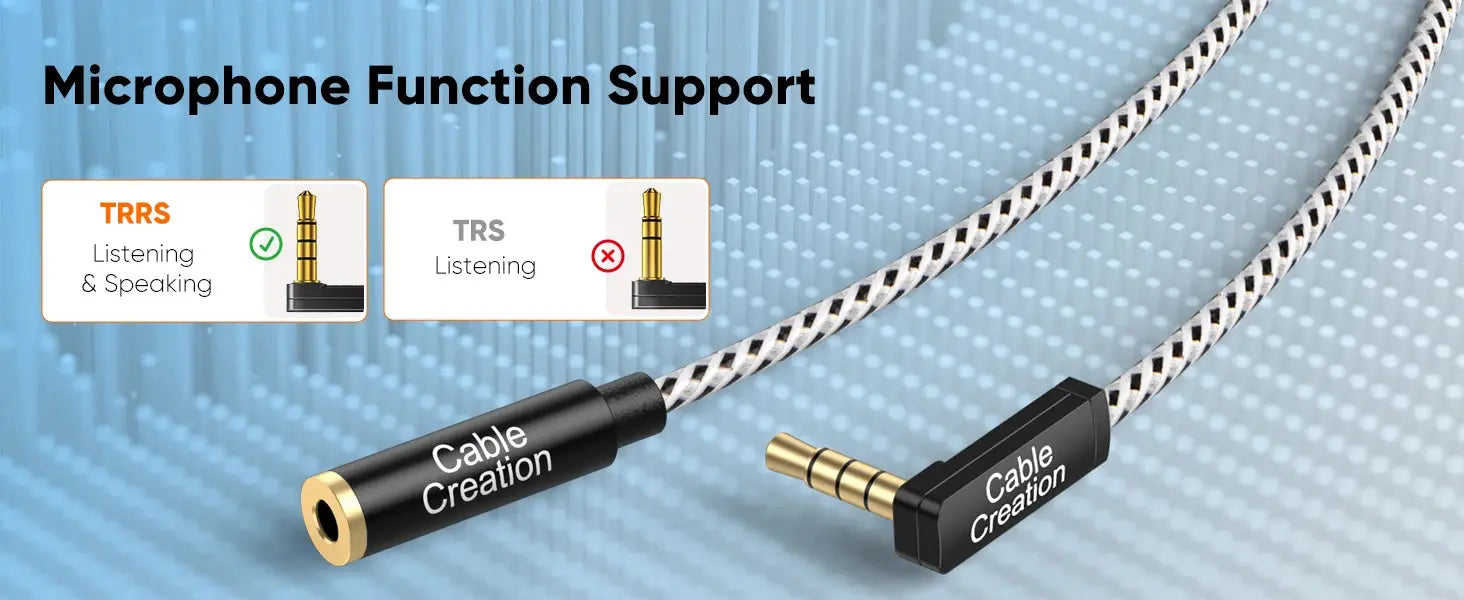 CableCreation Headphone Extension Cable, 90 Degree TRRS 3.5mm Male to Female Audio Extension Cable 4-Conductors Microphone GreatEagleInc
