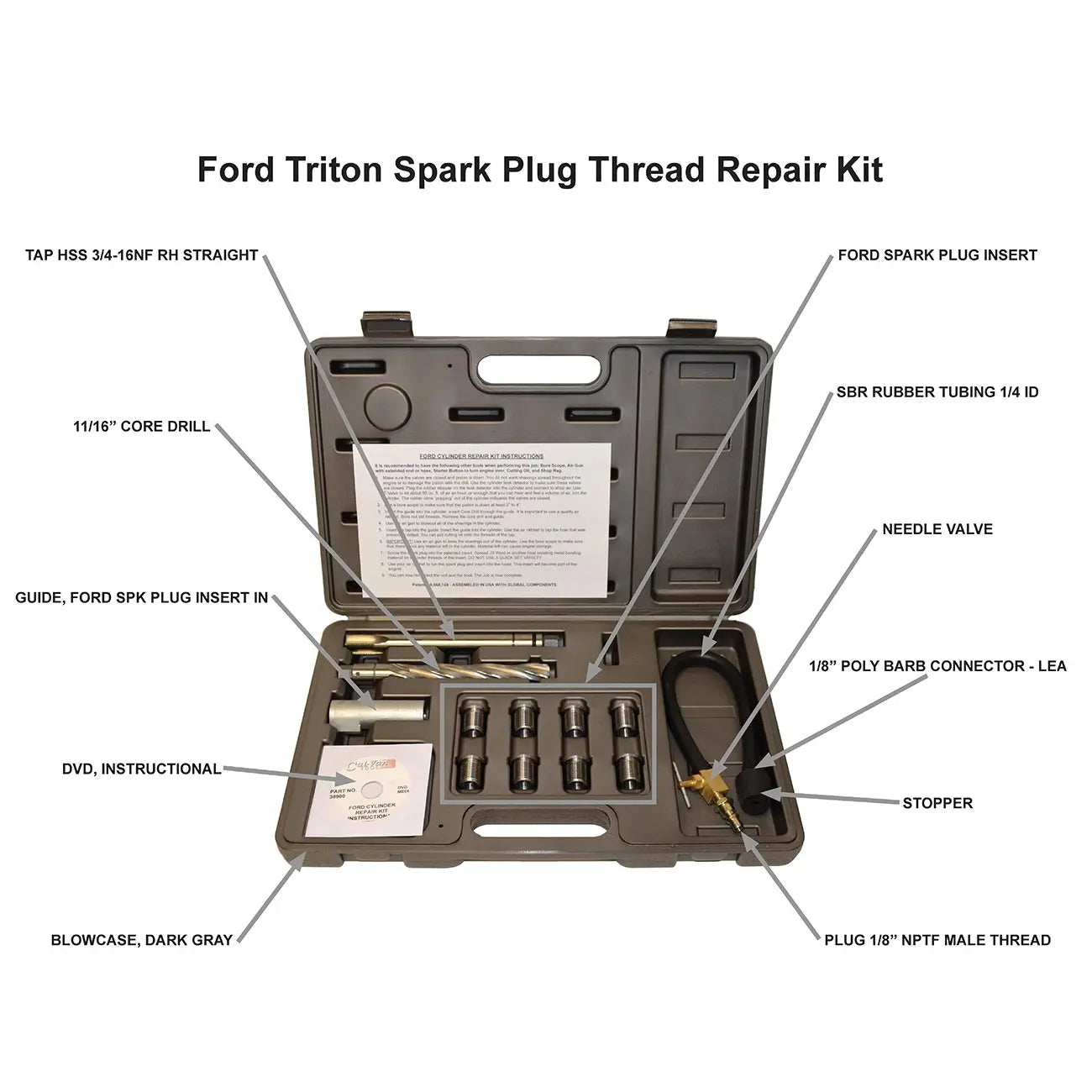 Cal-van 2 Valve Ford Triton Tool Kit - Spark Plug Thread Repair Kit CALVAN