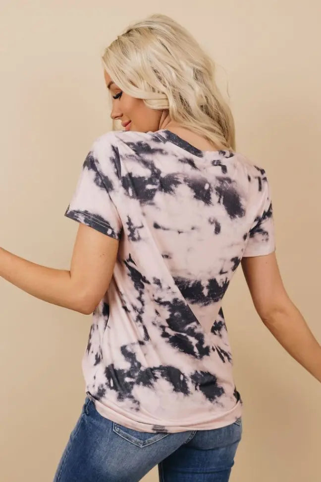 Calora Tie Dye V Neck Tee Stay Warm in Style