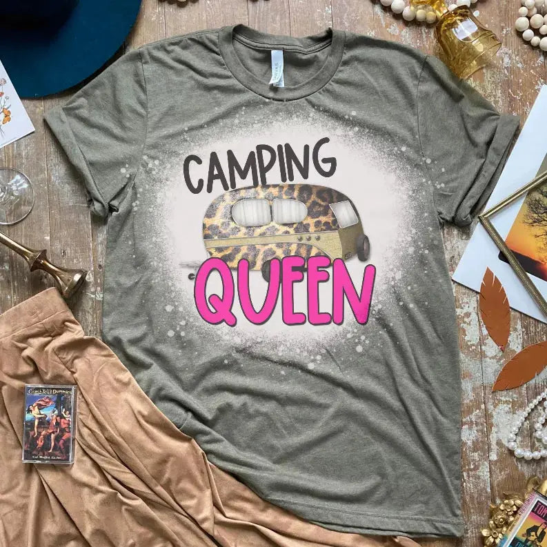 Camping Queen Bleached Shirt CK's Boutique